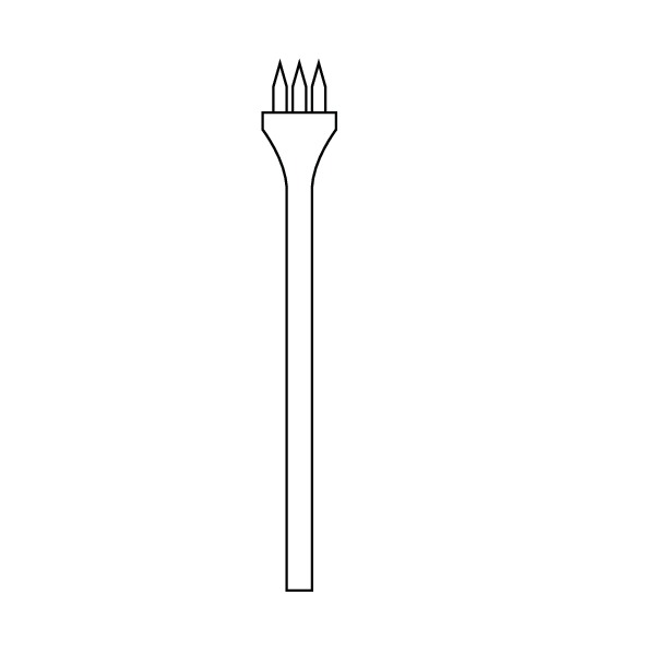 Microfork, acc. to Tew, figure 25, 3 tips, straight, length 23 cm