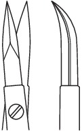 Micro scissors, acc. to Vannas, curved, length 16 cm