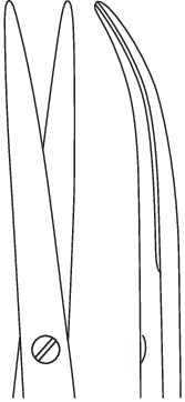 Micro scissors, acc. to Yasargil, curved, length 20 cm