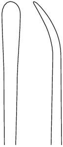 Micro raspatory, acc. to Yasargil, bayonet, curved, length 18.5cm