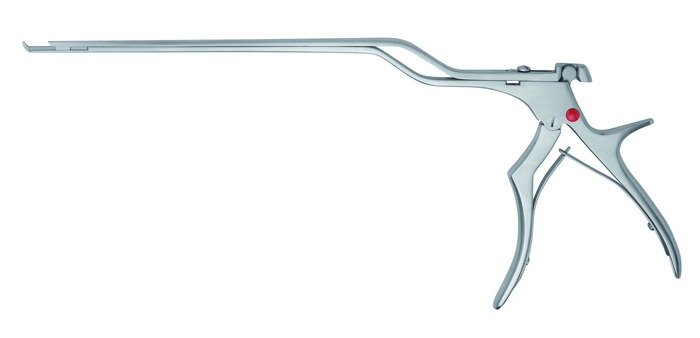 Punch, with ejector, detachable, long stroke, 40° cutting upward, bayonet, mouth width 5 mm, stroke 16 mm, length 18 cm