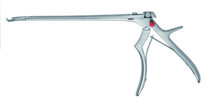 Punch, with ejector, detachable, 40° curved leftwards, mouth width 2 mm, stroke 10 mm, length 20 cm