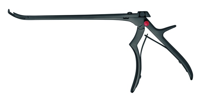 Punch, with ejector, solidBlack, detachable, 40° curved upward, mouth width 3 mm, stroke 10 mm, length 20 cm