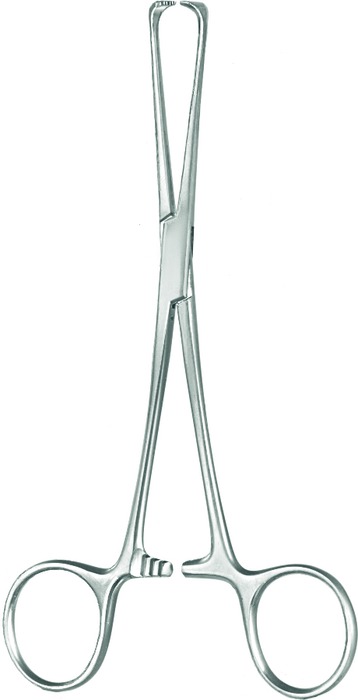 Intestinal and tissue grasping forceps, acc. to Allis-Adair, 11 x 12 teeth, length 16 cm