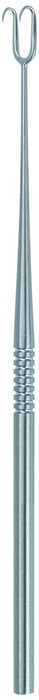 Mucosa hook, acc. to Joseph, 2 prongs, distance between prongs 2 mm, length 16 cm