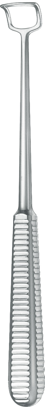 Adenoid curette, acc. to Beckmann, figure 5, width 21 mm, length 22 cm